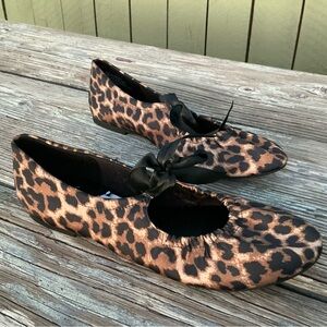 Report Leopard Pattern Women Flats with Bow Size